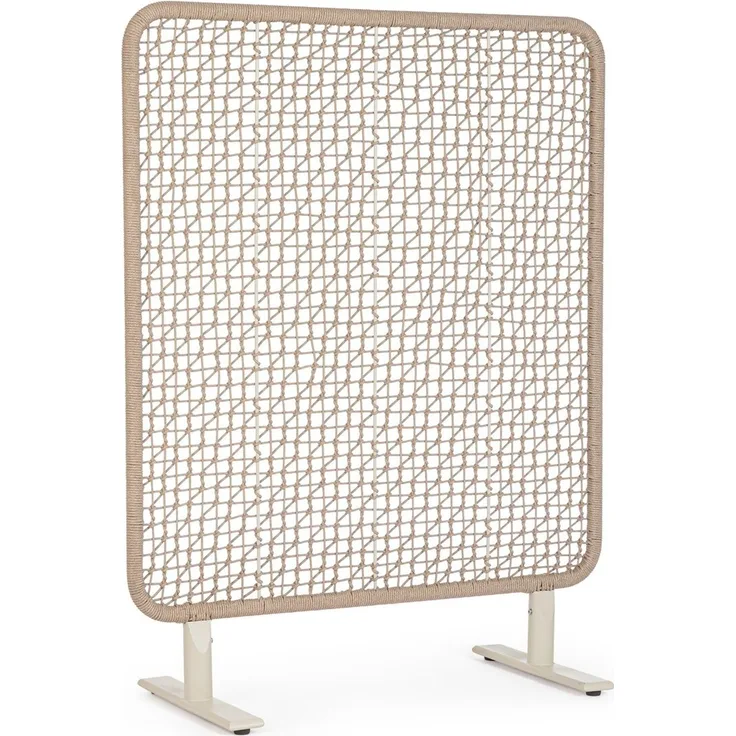 Paravent Babilo - Aluminium Pelikan, Olefin-Seilgeflecht Beige, 120x150 cm