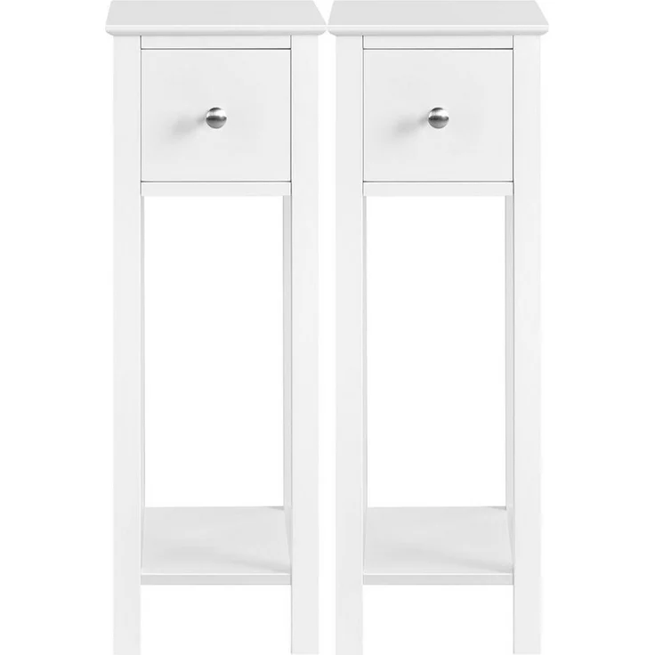 Yaheetech 2er-Set Nachttisch mit Schublade, Holz weiß, 70x25x25 cm – Bild 1