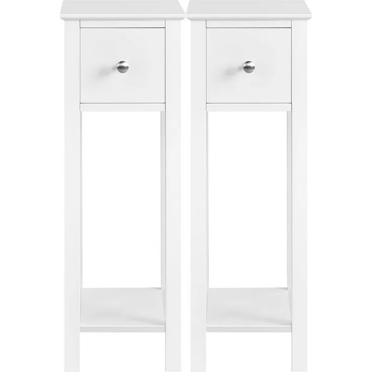 Yaheetech 2er-Set Nachttisch mit Schublade, Holz weiß, 70x25x25 cm