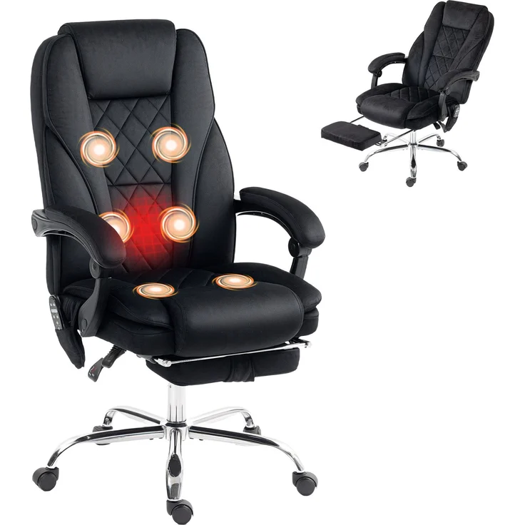 Wohnora-Bürostuhl Ergonomisch mit Vibrationsmassage und Wärme, Schwarz,H 1190cm x T 720cm x B 350cm,Black – Bild 1