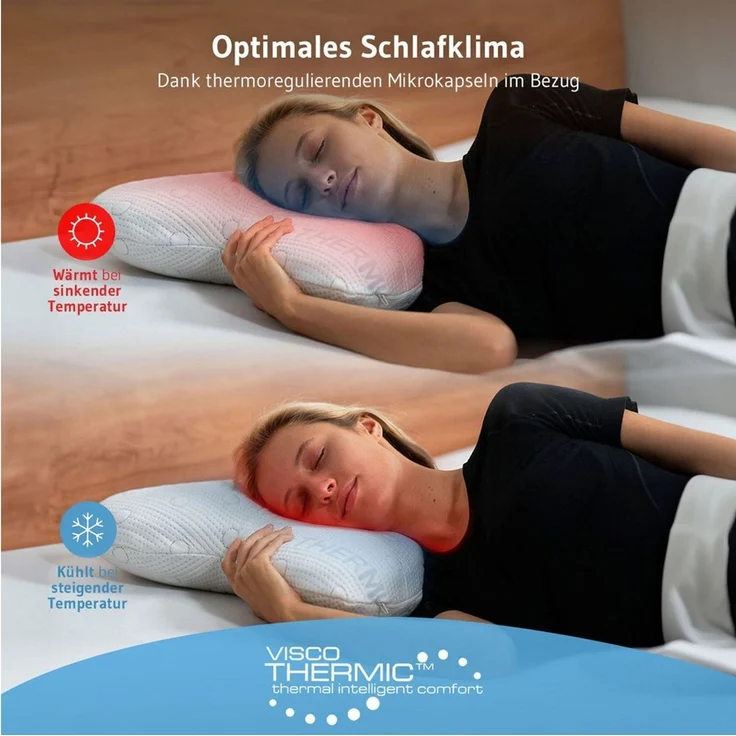 Seitenschläferkissen ACAMAR ergonomisches Schmetterlingskissen aus Visco Schaum mit Thermo-Bezug – Bild 3