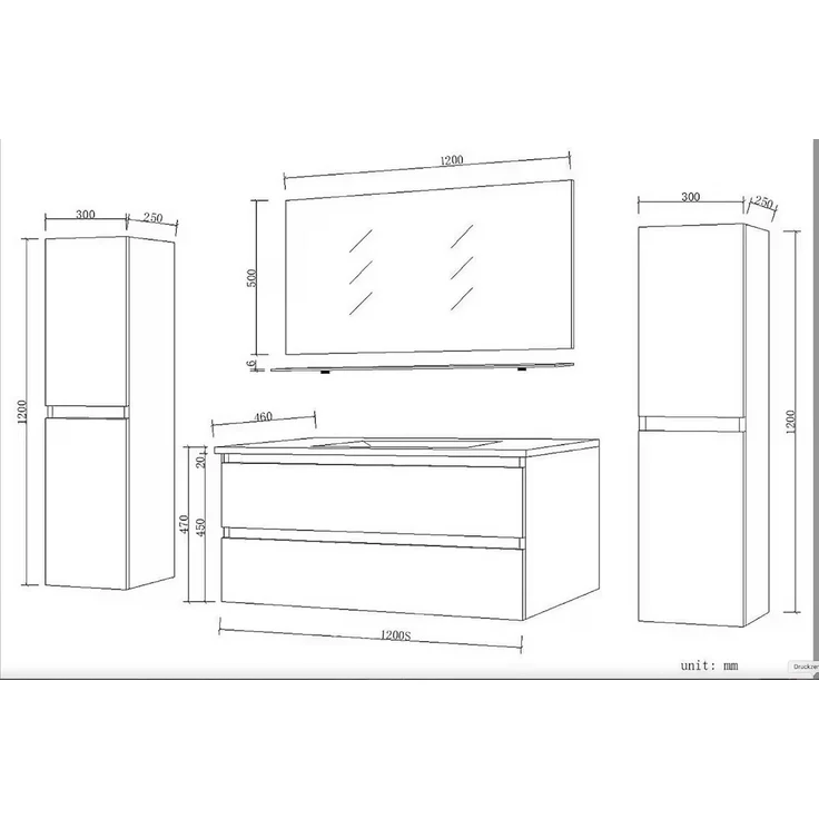 Homeline Badmöbel Set Weiß Dennis Hochglanz 90cm Spiegel incl LED (90, 6, 2X Seitenschrank) – Bild 5