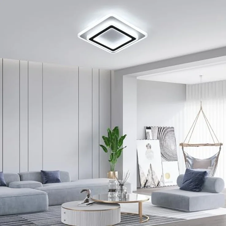 Goeco Moderne LED Deckenleuchte, 38W LED Deckenlampe Quadratisch, Acryl Deckenbeleuchtung für Wohnzimmer, Schlafzimmer, Bad, Flur, Küche, 6500 K Kaltesweiß – Bild 7