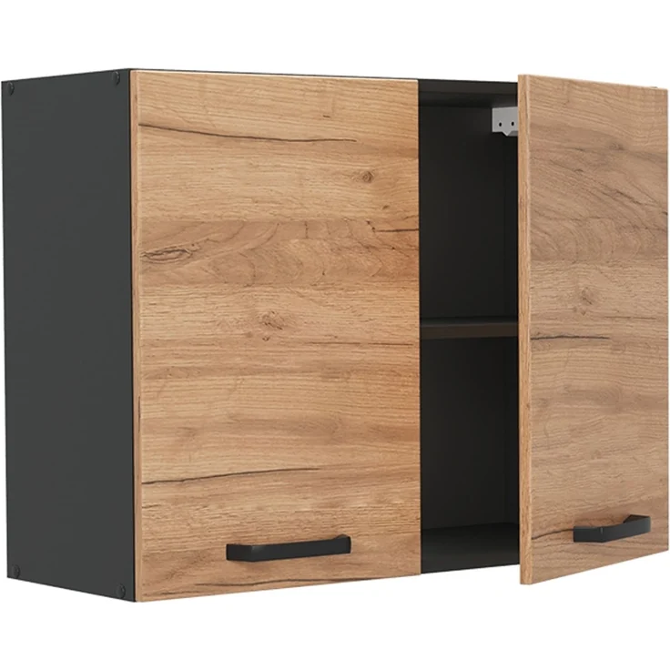 Küchenglasschrank R-Line Goldkraft Eiche/Anthrazit 80 cm Vicco – Bild 3