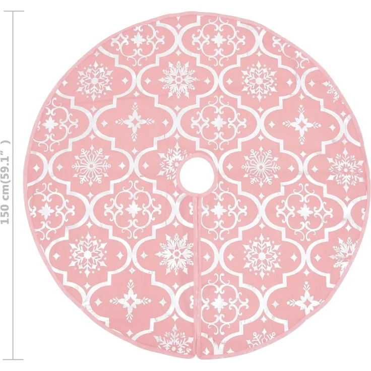 vidaXL Luxus-Weihnachtsbaumdecke mit Socke Rosa 150 cm Stoff 330286 – Bild 8
