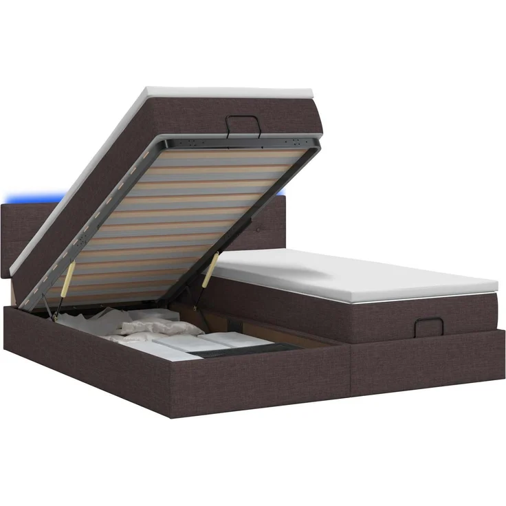 vidaXL Ottoman-Bett mit Matratze und LED Dunkelbraun 200 x 200 cm 3457283 – Bild 2