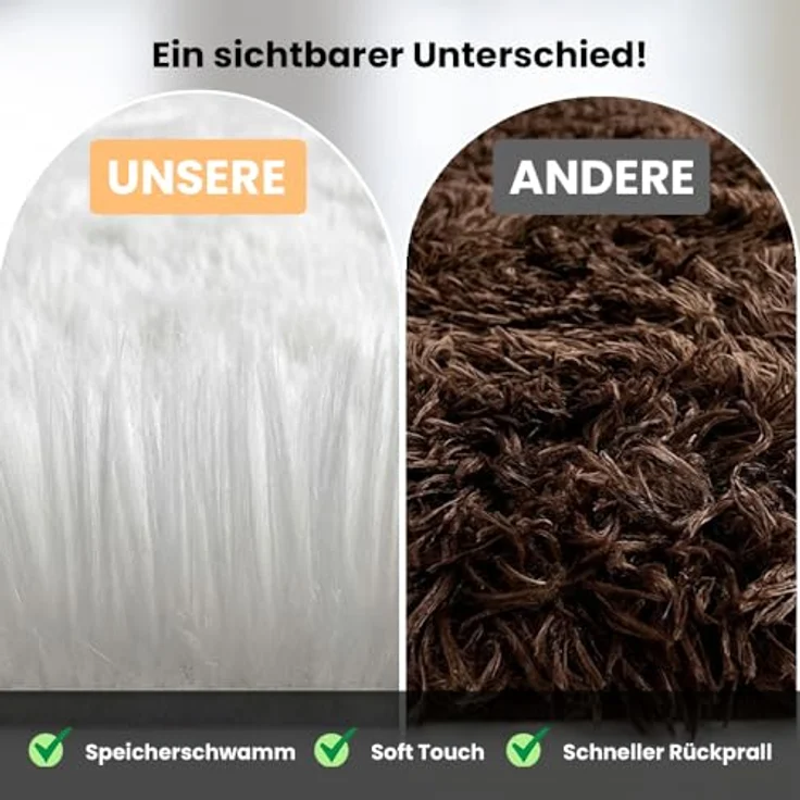 Vimoda Hochflor-Teppich Softy,hochwertiger Fellteppich Wohnzimmer, Rund, Höhe: 25 mm, Eleganter langflor Läufer, Einfarbig, kuschelig, waschbar – Bild 9