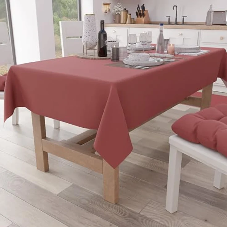 Petti Artigiani Italiani - Tischdecke, Küchentischdecke aus Baumwolle, einfarbig, Dunkles Puder X15 Plätze (140 x 300 cm) – Bild 1
