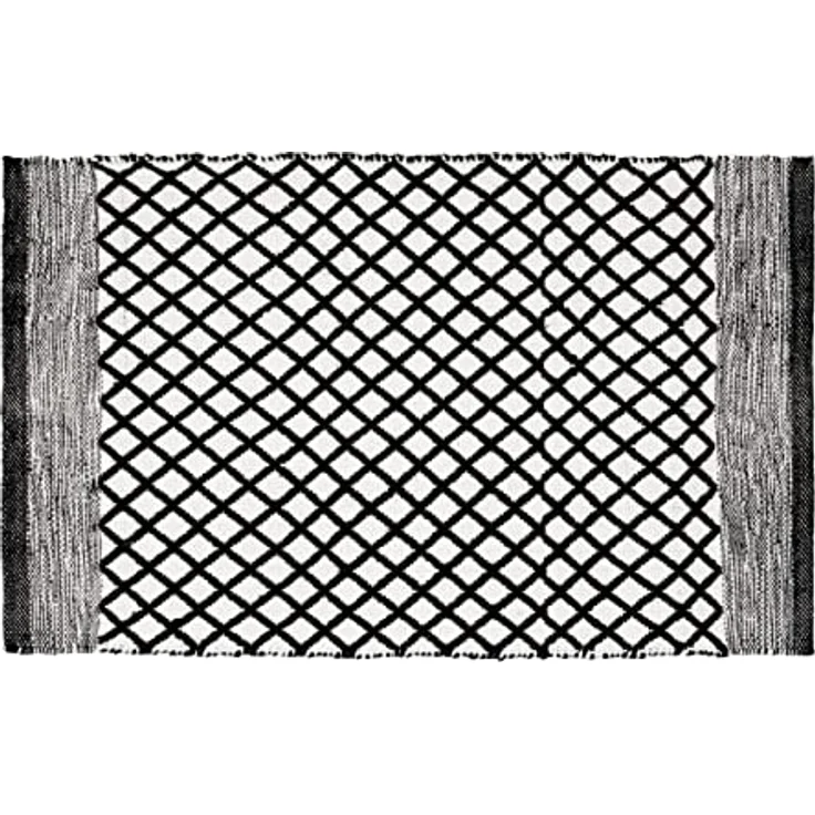 WENKO Badematte Tara, nachhaltiger Badteppich aus 100% Polyester, Ethno-Design Schwarz-Weiß, 50 x 80 cm, rutschhemmend, waschbar bis 40°C – Bild 1