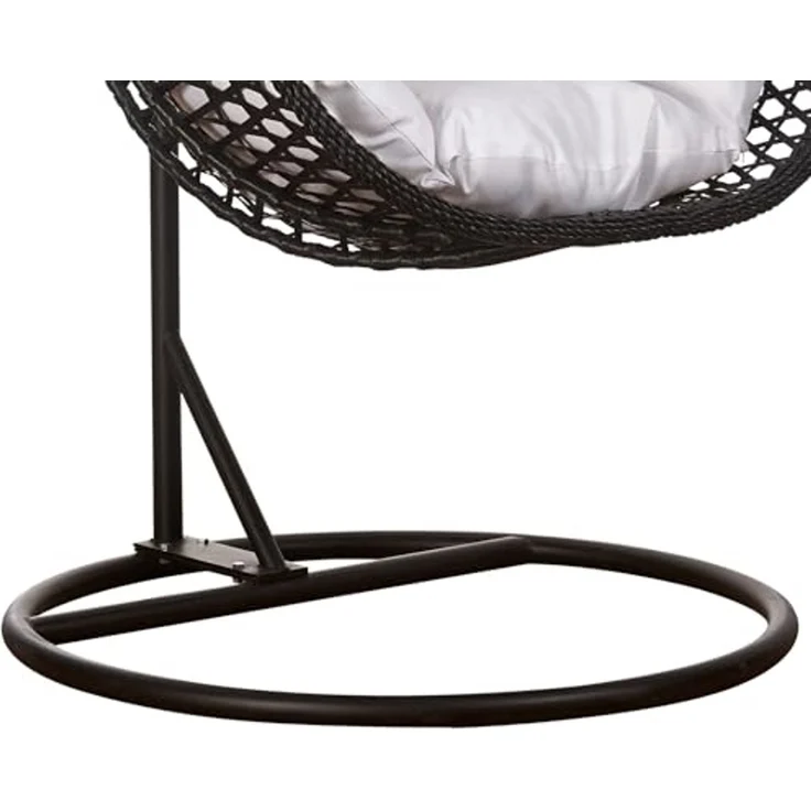 Luxus Hängesessel Style XXL Rattan Korb Gestell Schwarz mit Relaxkissen Weiss – Bild 5