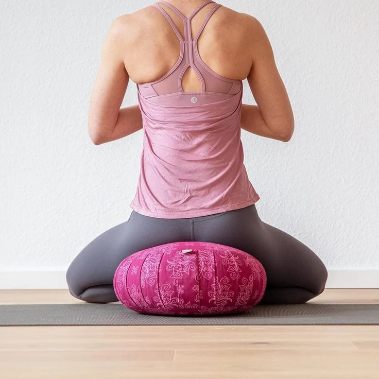 bodhi Meditationskissen Meditationskissen ZAFU, 38x20 cm Raja, taupe/silber – Bild 2