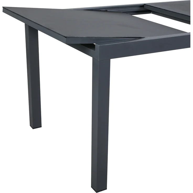 greemotion Ausziehtisch Grenada Aluminium wetterfest stabil Glas mit Keramik-Look 160-240x75x90 cm dunkelgrau – Bild 6