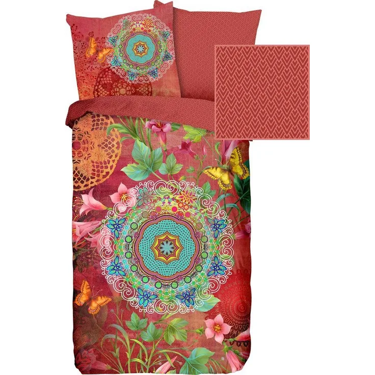HIP Mako Satin Bettwäsche 2 teilig Bettbezug 135x200 cm Kopfkissenbezug 80x80 cm Novali 6287.99.08 Multi