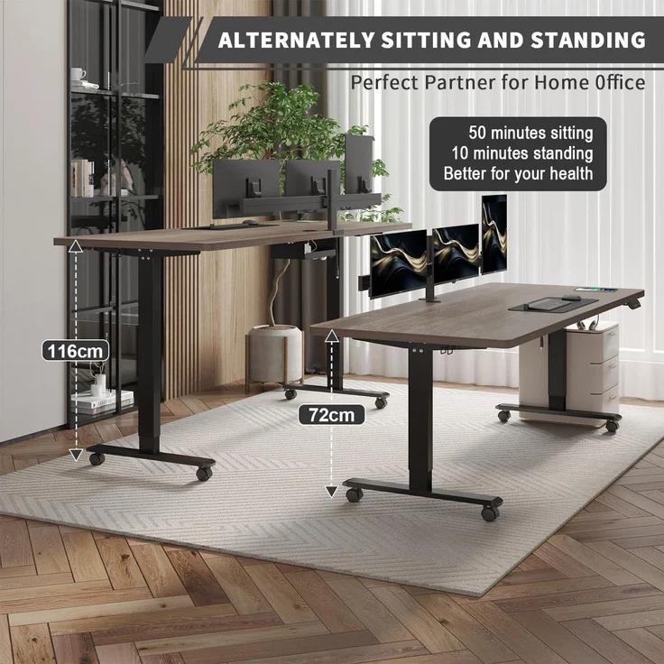 JUMMICO Schreibtisch höhenverstellbar mit 4 Memory-Funktionen, Nussbaum, 120x80 cm – Bild 3