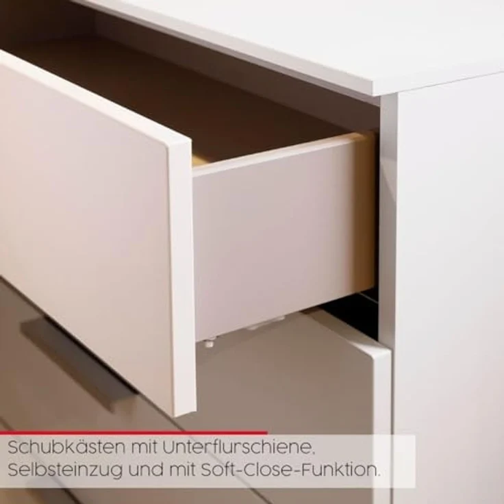 Rauch Möbel Flipp, Nachttisch für Schlafzimmer, Kinderzimmer, Wohnzimmer, Jugendzimmer, Flur, Garderobe, 3 Schubladen, mit Softclose-Funktion, Farbe Schwarz, Breite 40 cm – Bild 7