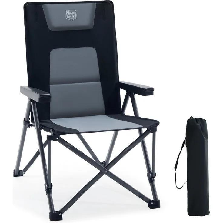 TIMBER RIDGE Campingstuhl Klappstuhl mit Gepolstert, 260 KG belastbar (1 St), mit Tragetasche, für Camping, Wandern & Picknick