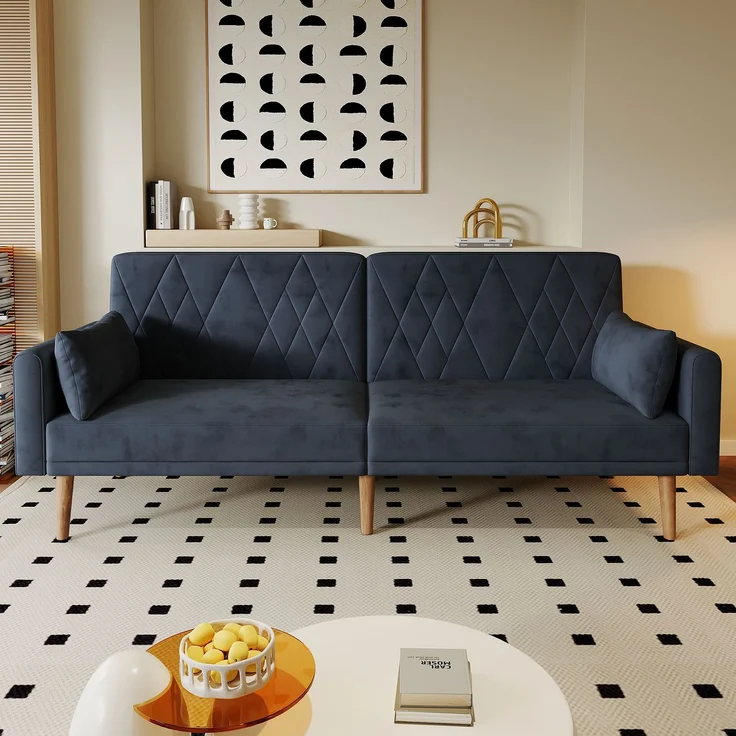 ZUBALIYA Schlafsofa 75x82 cm, mit Samtbezug, mit breiten Armlehnen, mit Schaumstoffpolsterung, ohne aufwendige Montage – Bild 4