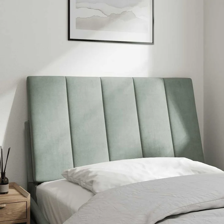 vidaXL Kopfteil-Kissen "Hanko" Hellgrau 90 cm Samt Grau – Bild 3