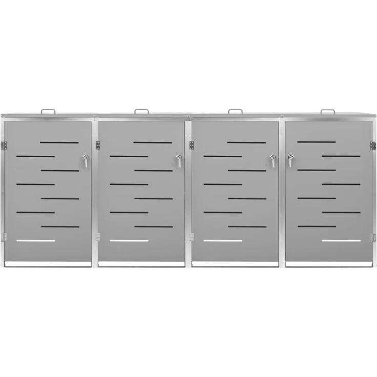 vidaXL Mülltonnenbox für 4 Tonnen 276,5x77,5x115,5 cm Edelstahl 149561 – Bild 2