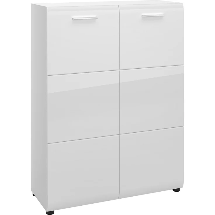 Schuhschrank Kommode 90 cm breit in weiß Hochglanz MALABO-129 – Bild 1