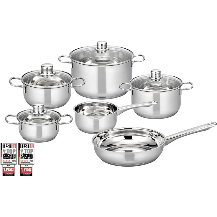 Elo Basic Topf-Set Moonshine, Edelstahl (Set, 10-tlg), mit Volumenskala – Bild 1
