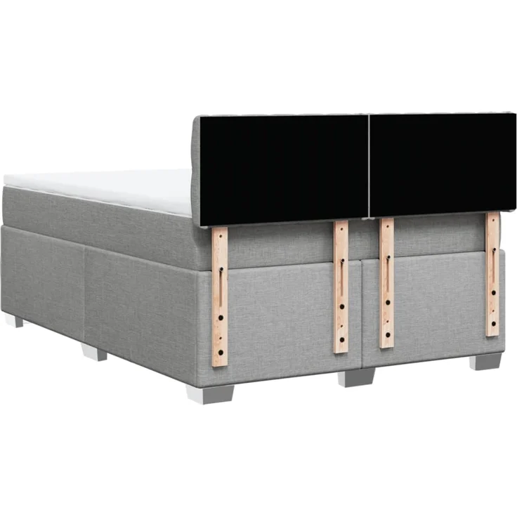 vidaXL Boxspringbett mit Matratze Hellgrau 140x190 cm Stoff 3285890 – Bild 10