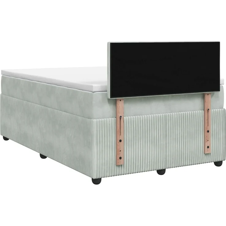 vidaXL Boxspringbett mit Matratze Hellgrau 120 x 200 cm Samt 3453113 – Bild 9
