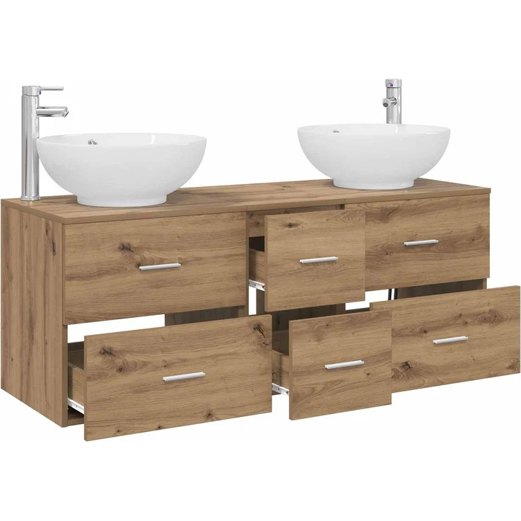 vidaXL Badezimmerschrank-Set 3 stk. Artisan-Eiche 129 x 44,5 x 80 cm 3405914 – Bild 3