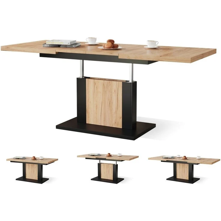 designimpex Couchtisch Design Orion stufenlos höhenverstellbar ausziehbar Esstisch – Bild 5