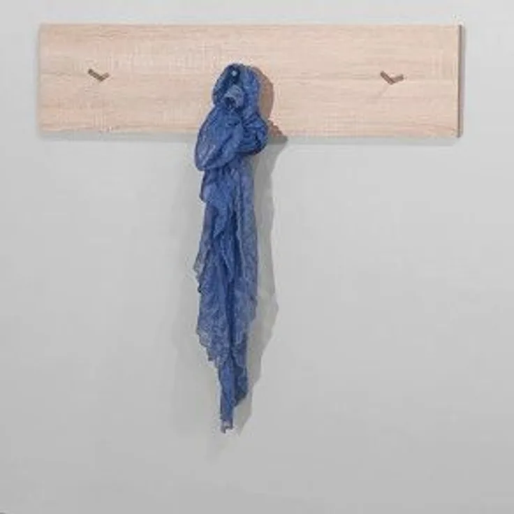 Garderobenleiste, sonoma Eiche sägegrau, mit 3 Haken, teil-massiv, ca. 80 cm