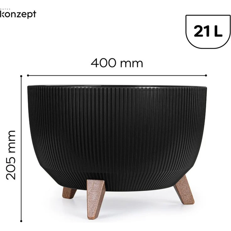 KONZEPT Blumentopf mit Füßen – großer Blumenkübel aus Kunststoff, runde Pflanzschale, 40 oder 47cm, modern & wetterfest, für Innen und Außen – Bild 3
