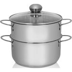 Karl Krüger KEC20 Kartoffeldämpfer Edelstahl mit Glasdeckel 20 cm - Dünstaufsatz ca. 16 cm / Gemüse-Dünster / INDUKTION