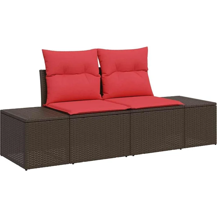 vidaXL Gartensofa-set mit Kissen 6 pcs Braun Poly-Rattan 3347084 – Bild 4