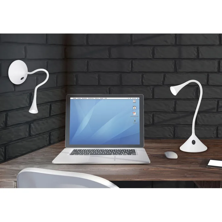 Flexible 2in1 LED Tischlampe & Wandlampe VIPER in Weiß, Schalter am Fuß