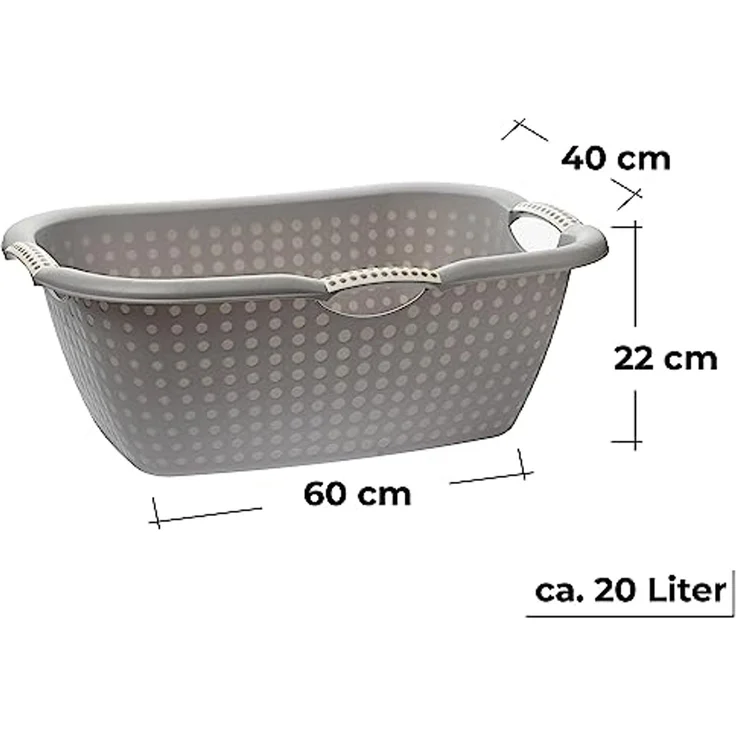 Centi Wäschewanne Ergonomische Wäschewanne mit Griffen grau (3er-Set), Waschschüssel mit Griffen – Bild 2
