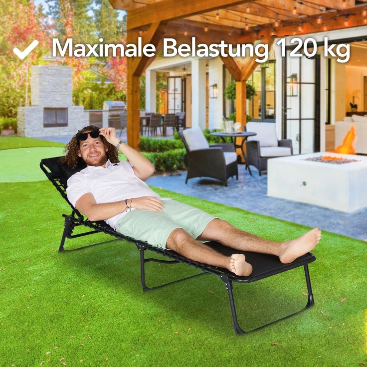 Brixy Sonnenliegen (2er Set) - Faltbar - Inklusive Kopfkissen - Sonnenliegen - Liegestühle - verstellbar - Garten - Wetterfest - Anthrazit – Bild 2