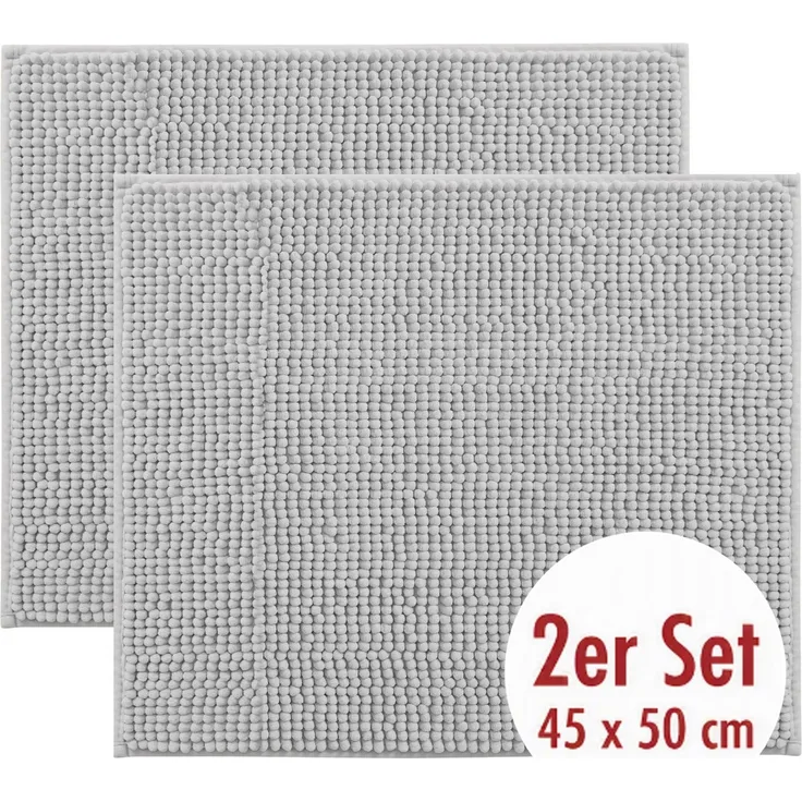 OTTO home Badematte Vanessa Chenille, Standard & Premium, 15mm oder 20mm, auch als 2er Set, rutschhemmend beschichtet, schnell trocknend, strapazierfähig, fußbodenheizungsgeeignet, Polyester, rechteckig, 2-tlg. 45 cm x 50 cm, Uni Farben, besonders weic...