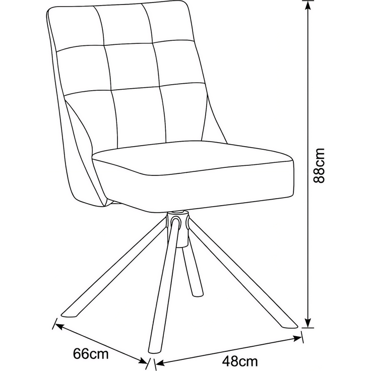 Wohn Schick WINSTON Drehstuhl, cognac,Gestell: Mattschwarz lackiert,Luxus-Komfortsitz, 360° drehbar, - H 88 cm x T 66 cm x B 48 cm – Bild 10