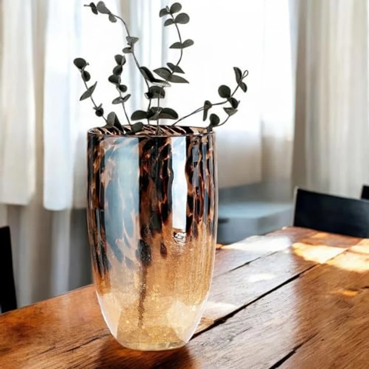 GILDE große Glasvase, handgefertigte Deko Standvase in Marmoroptik, Höhe 29 cm für Pampasgras, Äste und Blumen - ideal für Herbstdeko und Geschenke – Bild 3