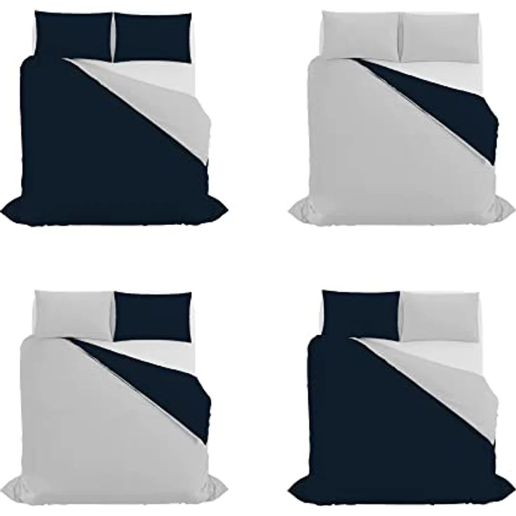 Italian Bed Linen Natural Color Doubleface Bettbezug, 100% Baumwolle, hell Grau/Rauch, Doppelte – Bild 12