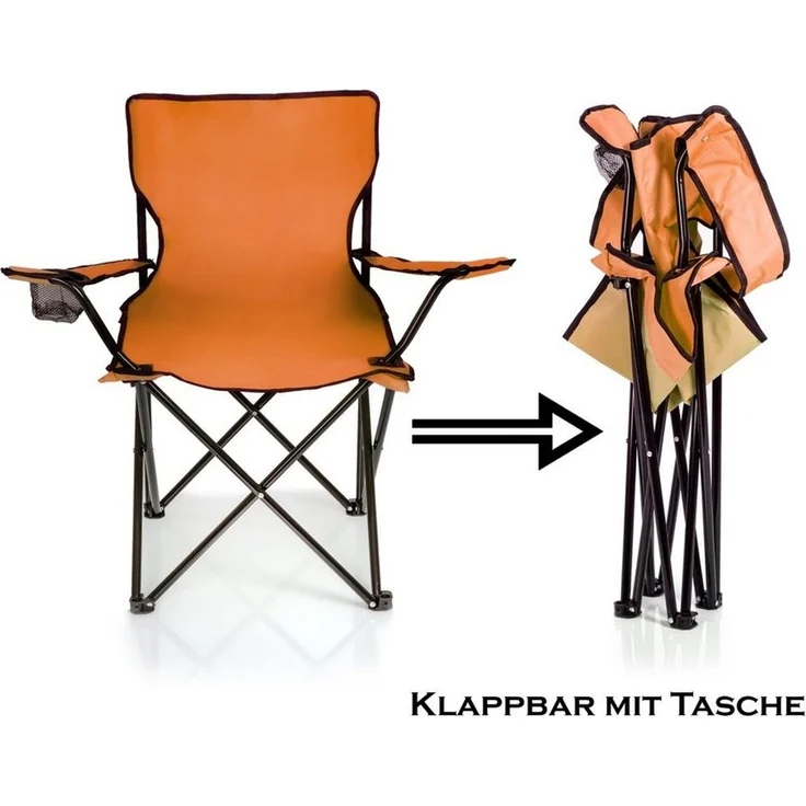 BigDean Campingstuhl Faltstuhl Campingstuhl Anglerstuhl Getränkehalter Klappstuhl (Packung, 1 St), Orange, Klappbar, Getränkehalter, Tragetasche – Bild 3