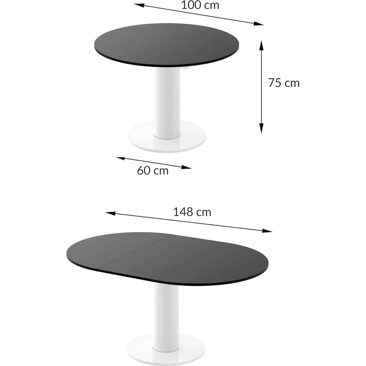 designimpex Esstisch Design HES-111 Tisch rund oval Hochglanz ausziehbar 100-148cm – Bild 7