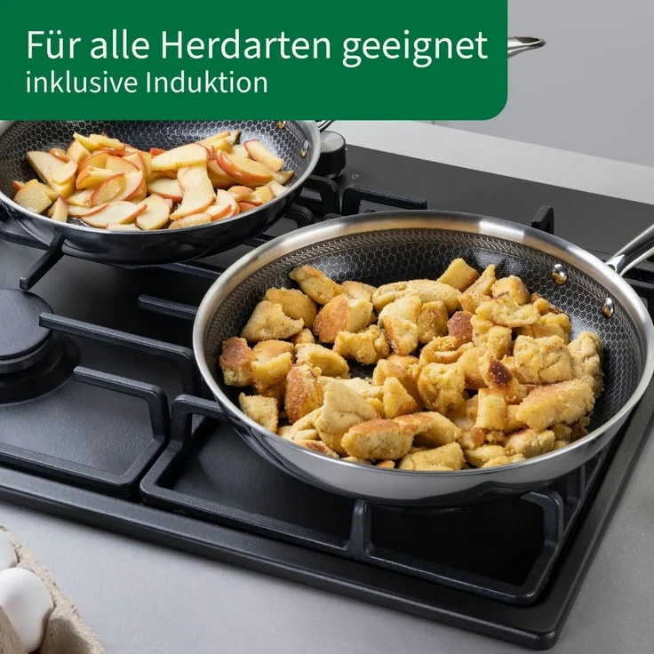 Chefkoch trifft Fackelmann Bratpfanne Tri-Ply, Ø 24 cm, Edelstahl, Induktion/- backofengeeignet – Bild 3