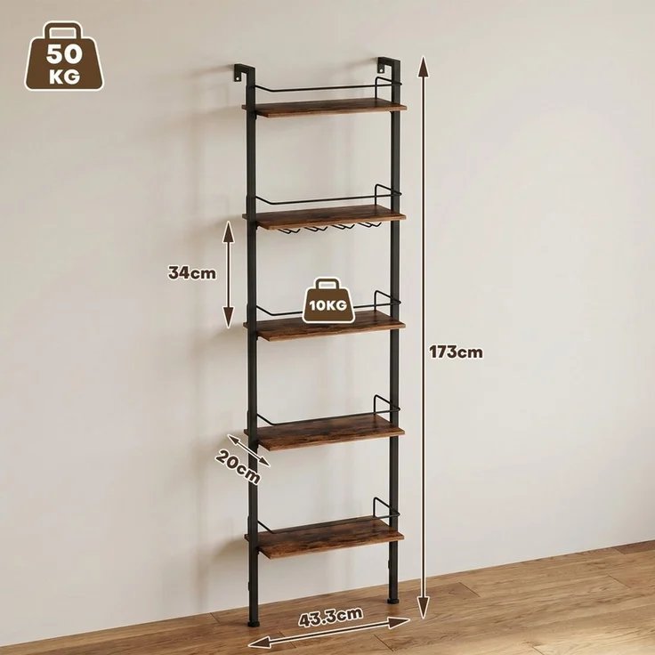Yorbay Weinregal 5-Tier Freestanding Weinständer, 50 Flaschen, mit LED-Lichtern & Absturzsicherung – Bild 4