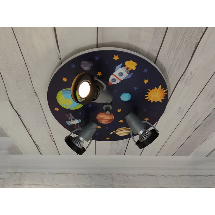 Coole Deckenlampe mit Weltall Motiv für Kinderzimmer 3 flammig schwenkbar Ø 35cm – Bild 2