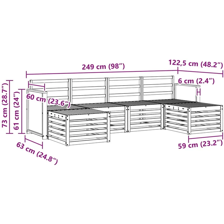 vidaXL Outdoor-Sofagarnitur 5 stk. 6-Sitzer Natur Massivholz Akazie 3384670 – Bild 7