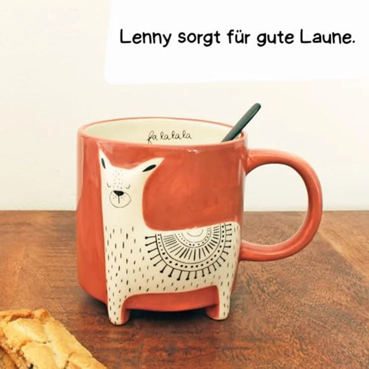 Winkee Becher Cute Animal Kaffeebecher Lama, Keramik – Bild 3