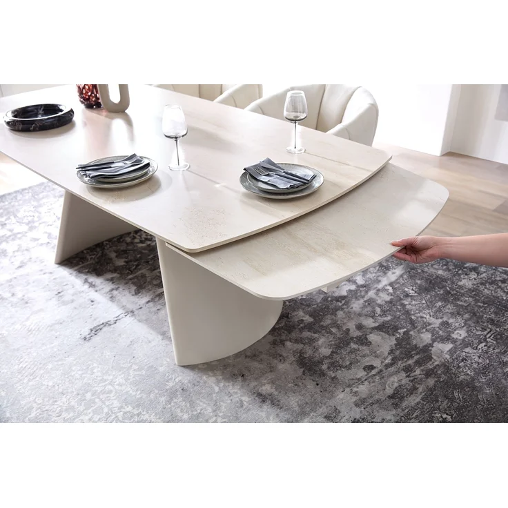 Esstisch >Kelso< (ausziehbar) in Travertin - Optik, beige - 200/280x76x100 (BxHxT) – Bild 5