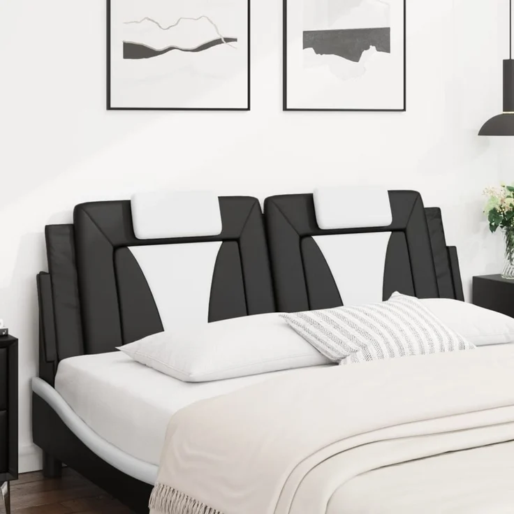 vidaXL Kopfteil-Kissen Schwarz und Weiß 160 cm Kunstleder 374802 – Bild 3