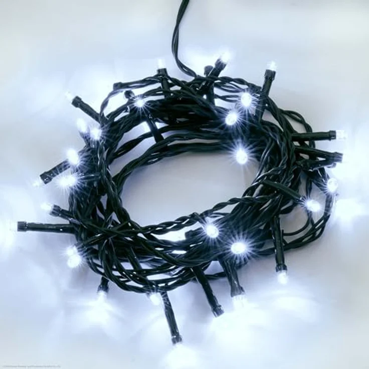 hellum Lichterkette 40 LED, LED Lichterkette außen 3,9 m beleuchtet, mit Stecker, outdoor mit Timer, kaltweiß, Außenlichterkette mit Außen-Transformator – Bild 2